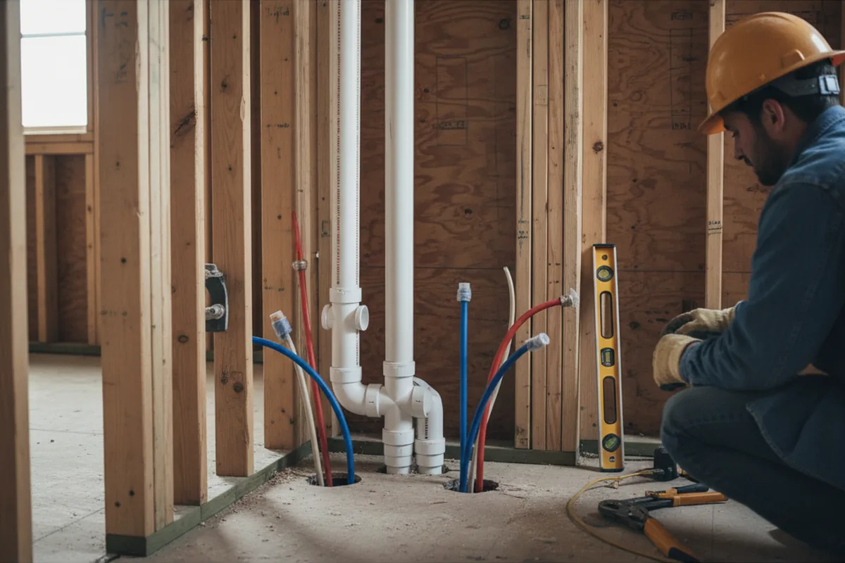 Drain and supply rough-in during Sump Pump Repair in Navasota