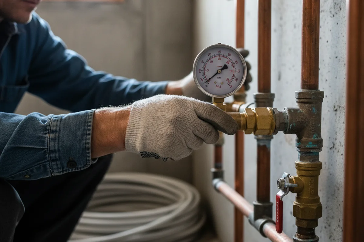 Pressure testing a repaired line during Water Line Repair in Navasota